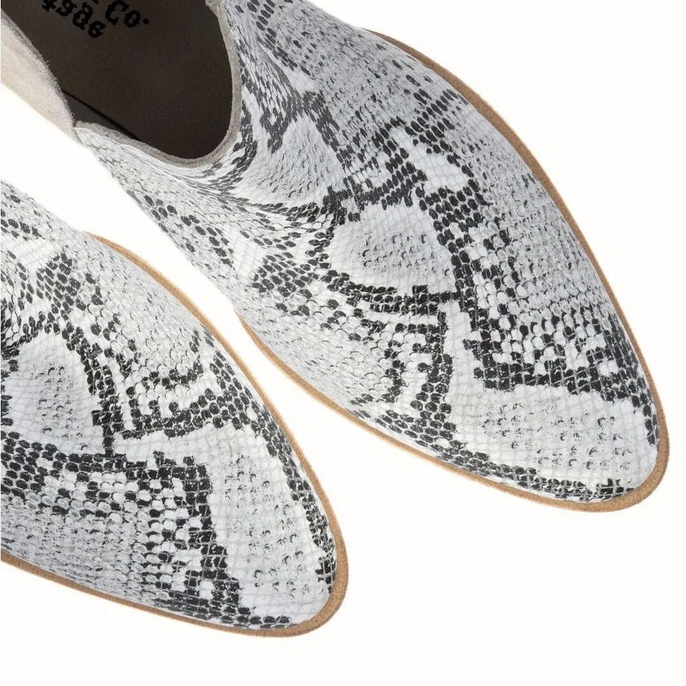 Vintage Foundry Co. Stylish Gray and White Ankle Boots with Pointed Toe - Picture 5 of 6